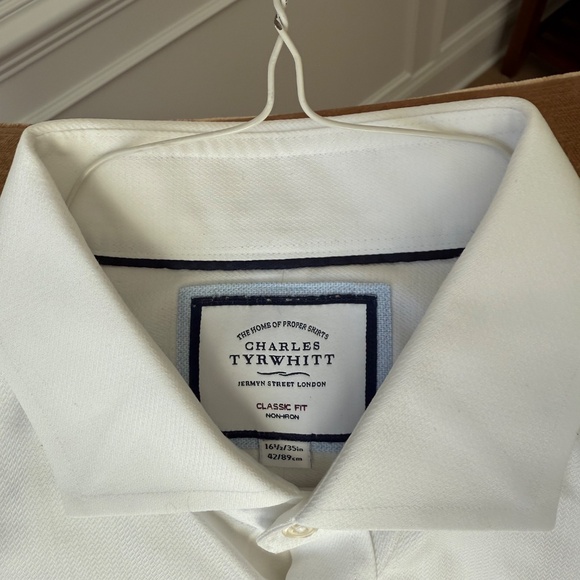 3 - Charles Tyrwhitt Mens Sz 16.5/35 Dress Shirt Classic Fit - Blue, White - Picture 14 of 16